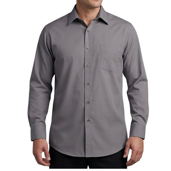 Sanford Other - Sanford Wrikle-free 16 1/2 Solid Gray Button Up Long Sleeve Dress Shirt Mens